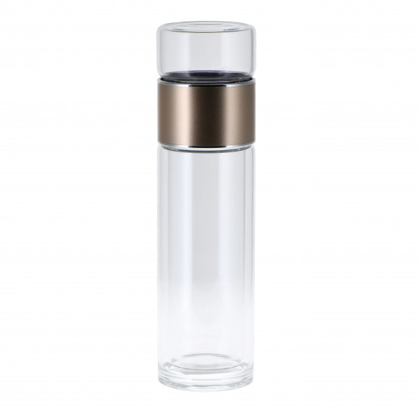 Jarra de cristal de doble pared para llevar 300 ml dorada