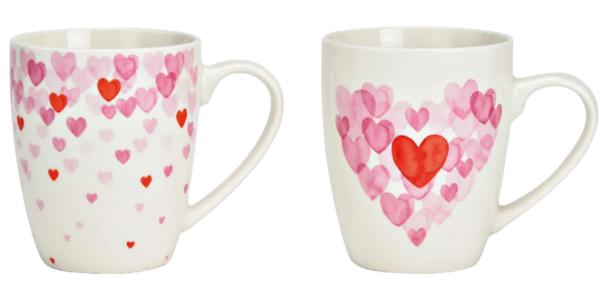Porzellanbecher 'Hearts' 360 ml, 2-fach sort.