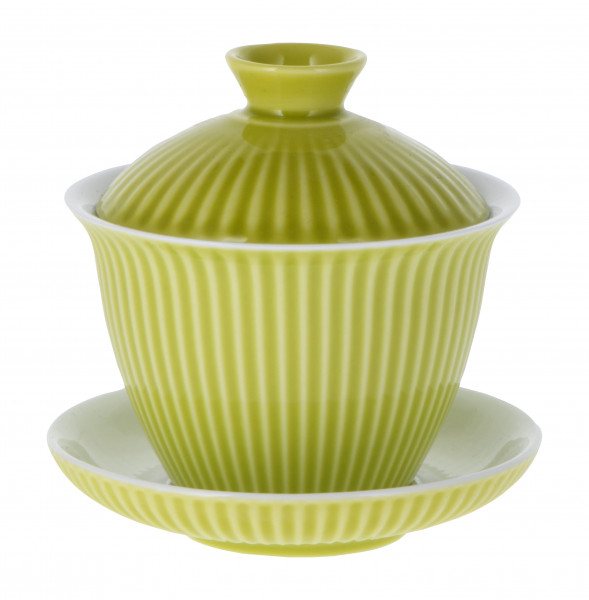 Porzellan Gaiwan 'Stripe' 130 ml apple green