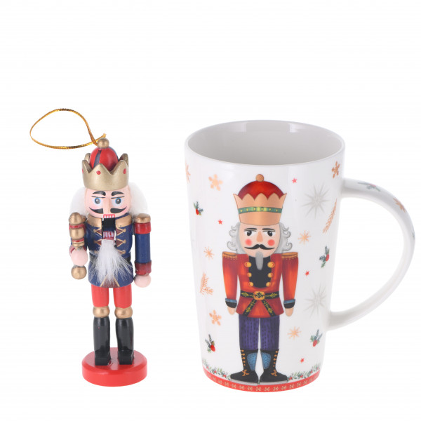 Geschenkset 'Nutcracker' Porzellanbecher mit Nußknacker, rot