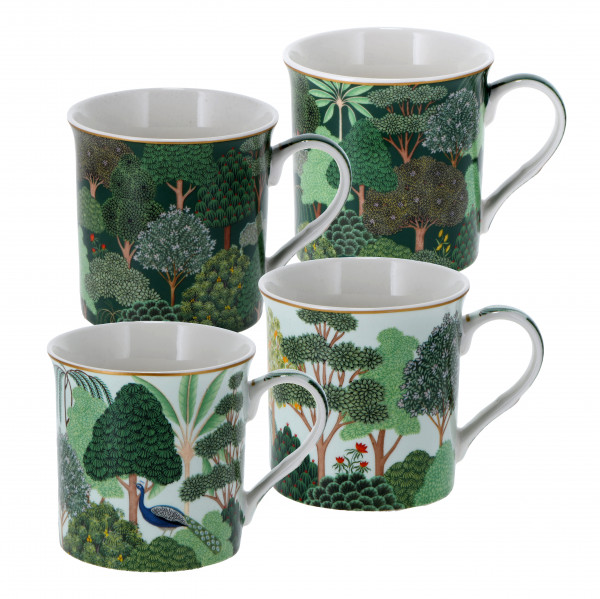 Taza de porcelana 'Woodland' 300 ml, juego de 4 piezas
