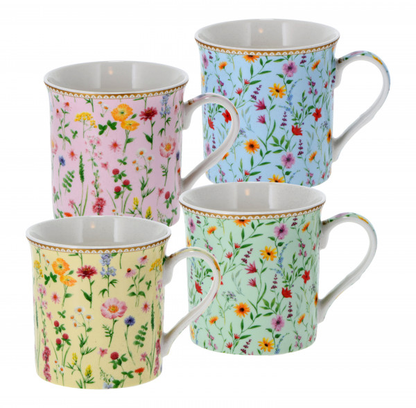 Mug en porcelaine 'Meadow Flowers' 300 ml, set de 4 pcs