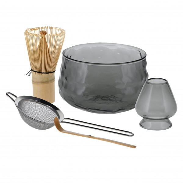 Matcha glass set 'Rong' 5-piece clear