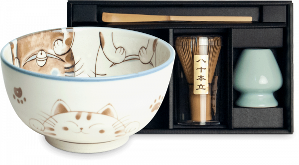 Matcha Set 'Aoi Neko' 4-teilig in Geschenkbox