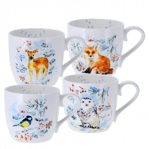 Taza de porcelana 'Forest Friends’ 400 ml, 4 surtidos