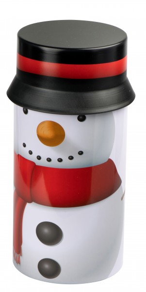 Tin fitted lid Snowman round, Ø 80 x 148/170 mm