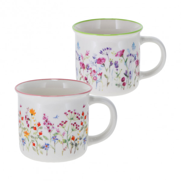Porzellanbecher 'Blumenwiese' 355 ml, 2-fach sort.