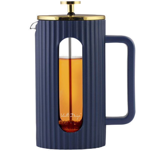 Tee-Zubereiter 'Livio' 1 l indigo mit Golddeckel
