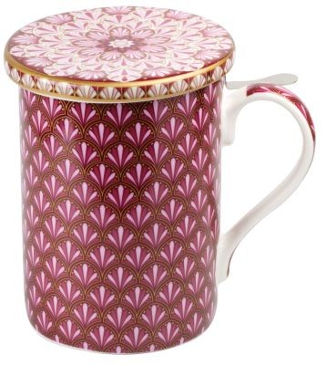 Porcelain mug with lid &#039;Atmosphere&#039; red 350 ml