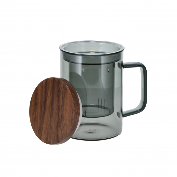 Glas-Deckelbecher 'Soho' 350 ml grau