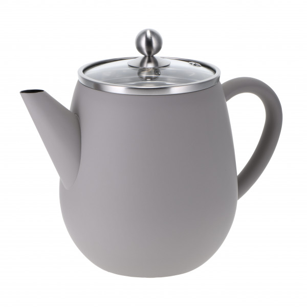 Doppelwandige Teekanne 'Eva' 1,1 l beige-grau
