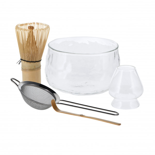 Matcha glass set 'Ping' 5-piece grey