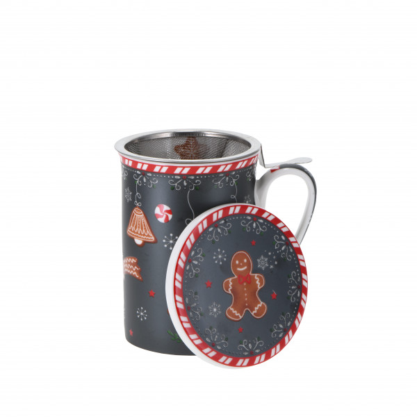 Taza de porcelana con tapa 'Gingerbread' 300 ml