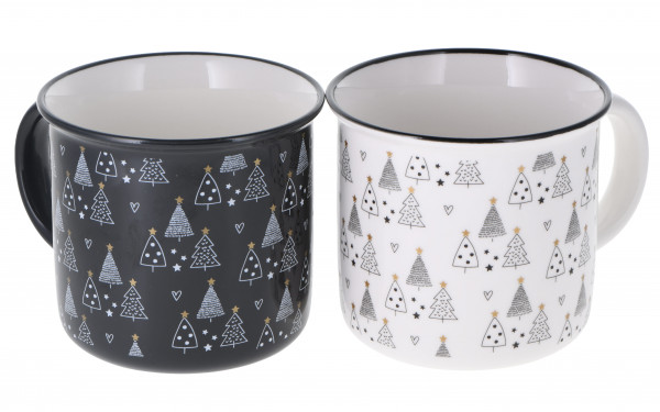 Mug porcelain 'Christmas-tree' 300 ml, 2 couleurs ass.
