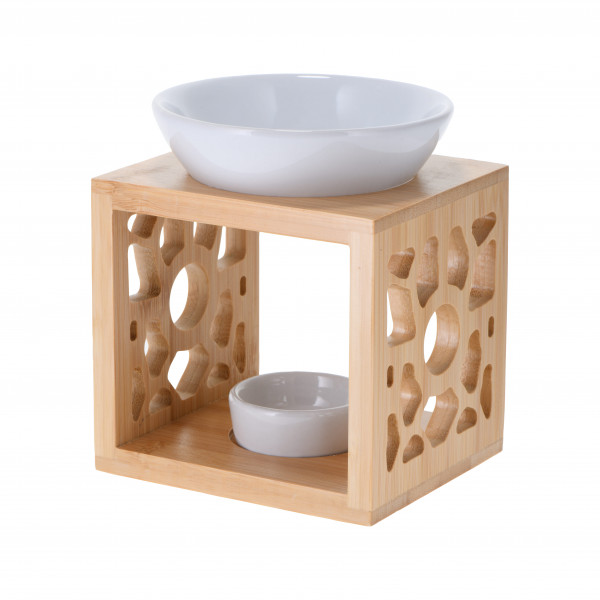 Duftlampe 'Oriental' aus Keramik/Bambus 12 x 10 x 14 cm